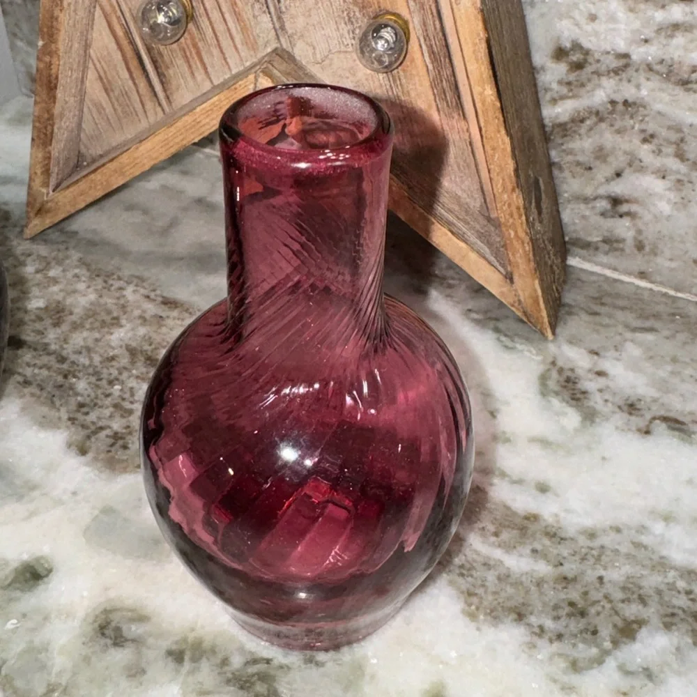 Vintage Amythest Purple and Cranberry Small Vanity Vases